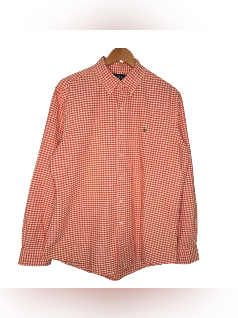 Ralph Lauren Orange Gingham long sleeve shirt Size L